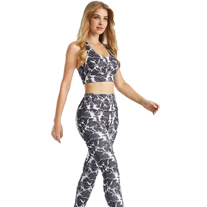 Ensemble de yoga 2 pièces pour femme, durable, uni, sans manches, longueur intégrale, en Spandex/Polyester, séchage rapide, respirant, taille haute, élastique à l'avant - Product Image 3