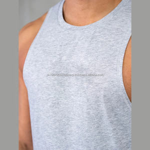 Camiseta sin Mangas Deportiva de Diseño al por Mayor, Corte Regular, Estampado Liso con Logotipo, Cuello Redondo, Dobladillo Curvo, Algodón y Elastano para Hombre - Product Image 2