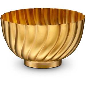 Cuenco de servir de latón dorado de diseño antiguo para decoración vintage del hogar y arreglo clásico de la mesa de comedor. - Product Image 2