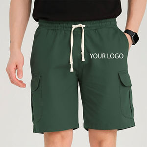 Shorts de sport pour hommes en nylon et polyester avec cordon de serrage, design uni, prix de gros, personnalisables, pour l'été et la plage - Product Image 1
