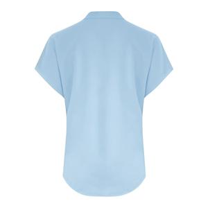 T-shirt décontracté pour femme grande taille, couleur unie, col en V, manches courtes, boutonnage frontal, col rond décontracté, manches courtes boutonnées - Product Image 4