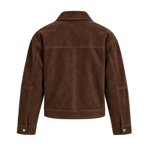 Nouvelle arrivée, veste en cuir suédé marron pour homme, col rabattu, fermeture à boutons, style workwear, veste décontractée d'automne - Product Image 6