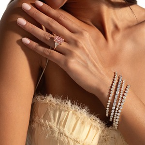 Pulsera de tenis de oro blanco de 9K con diamantes cultivados en laboratorio de 5 quilates y corte brillante redondo, engastados en bisel, para mujer, joyería fina de lujo al por mayor - Product Image 3