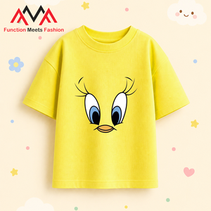 เสื้อยืดสตรีทแวร์สีเหลืองลายกราฟิก |   เสื้อยืดแขนสั้นผ้าฝ้าย 65% สแปนเด็กซ์ 35% จากเวียดนาม - Product Image 1