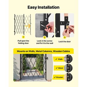 Porte de sécurité pliante simple verrouillable, barrière à ciseaux pivotante à 360 degrés, roulettes pivotantes, barrière extérieure en acier, portes de sécurité rétractables - Product Image 5
