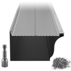 Protezione per grondaie fai-da-te in alluminio da 6 pollici con filtro antifoglie, 26 pezzi, lunghezza totale 104 piedi, diametro foro 0,157, per coperture e prese d'aria - Product Image 1