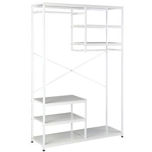 Armadio Portatile in Metallo con Doppio Appendiabiti e Scaffali Multipli - Product Image 2