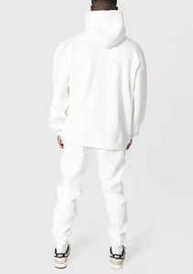 Survêtements de sport en coton personnalisables 2 pièces pour hommes et femmes, sweat-shirt et pantalon de survêtement d'hiver en noir - Product Image 2