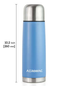 Light Blue Stainless Steel Water Bottle Vacuum Insulated Bullet Flask Thermal Metal <b>Drinkware</b> Hot Cold Reusable Travel Office - Product Image 5
