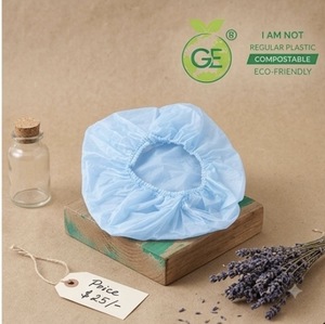 Gorros de Ducha Desechables, Ajustables, Impermeables, Compostables, a Base de Plantas, para Protección del Cabello Durante el Baño, Spa y Belleza - Product Image 3