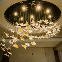 Lustres de plafond de luxe, lampes personnalisées en verre, éclairage papillon pour villa, hall d'hôtel, salon, grand éclairage