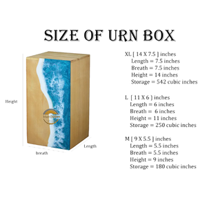 Urne funéraire artisanale en résine et bois naturel, motif vague océanique, pour cendres humaines, par AYAANS - Product Image 4