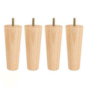 Solid Wood Round Furniture Legs for Sofa Cabinet Ottoman Replacement Natural Wood Finish Upgrade Round Wooden Furniture Legs - Product Image 1