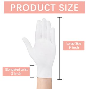 Guantes Blancos de Algodón para Mujer, Guantes Hidratantes para Manos Secas, Guantes para el Cuidado de la Piel Durante la Noche; Aptos para Manipular Joyas y Monedas - Product Image 3