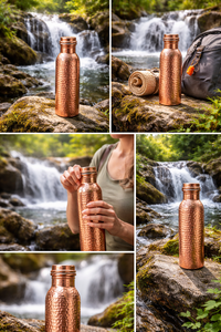 ขวดน้ำทองแดงลายเพชรแบบโบราณ ขนาด 32 ออนซ์ ป้องกันการรั่วซึม ใช้กับเครื่องล้างจานและไมโครเวฟได้ ปรับแต่งได้ - Product Image 2