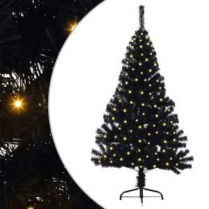 Árbol de Navidad Artificial Preiluminado de 59.1 Pulgadas en PVC Negro con 150 LED Blanco Cálido, Árbol de Pie para Interiores - Product Image 2