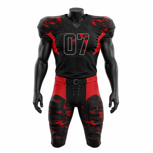 Conjunto de Uniforme de Fútbol Americano Personalizado, Jersey y Pantalones Acolchados Negros y Rojos, Ropa Deportiva de Equipo, OEM, ODM, Venta al Por Mayor - Product Image 1