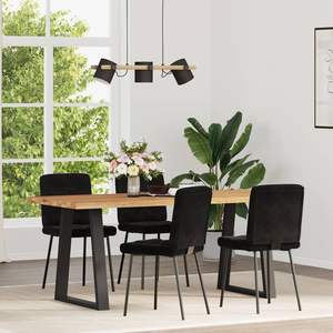 Ensemble de 4 chaises de salle à manger en velours noir, contreplaqué et métal, standard, élégantes et durables - Product Image 2