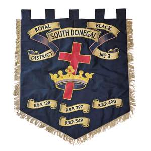Drapeau de la lodge ROYAL BLACK SOUTH DONEGAL DISTRICT + NO 3 R.B.P. 397 R.B.P. 400 R.B.P. 549 bannières brodées - Product Image 1