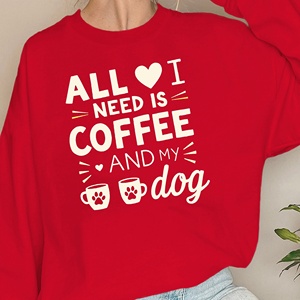 Sudaderas casuales estampadas para mujer Estilo de perro de café de punto - Product Image 3