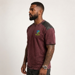Men Fashion Distressed T <b>Shirt</b> Premium Cotton Blend Material Vintage Washed Finish Soft Texture Comfortable Oversized Fit OEM - Product Image 4