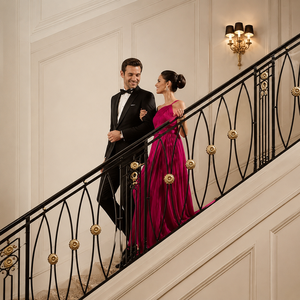 Rampe d'escalier décorative noire et or avec balustres ovales, balustrade intérieure de luxe pour villa, hôtel, design d'escalier - Product Image 3