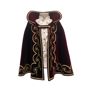Cape de prince traditionnelle pour carnaval, en velours vert avec broderie blanche et capuche, costume de cape - Product Image 6