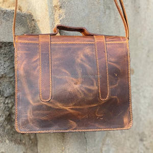 Bolso de mano de cuero auténtico de grano completo hecho a mano para mujer, bolso de hombro cruzado de uso de oficina de cuero Vintage auténtico - Product Image 6