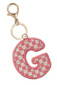 Porte-clés classique fait main, brodé de perles roses et blanches, design Pookie, écologique, pour remise de diplôme et anniversaire, Inde BY MULTI - Product Image 3