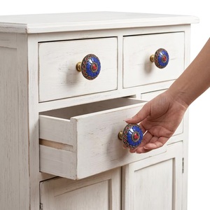 Industrial Brass Cabinet Knob Round Mosaic Blue <b>Red</b> Design Home Decor <b>Accessory</b> - Product Image 5
