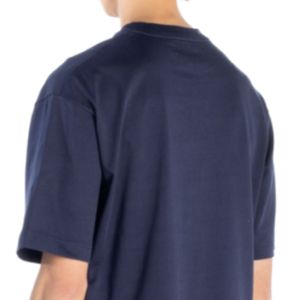 T-shirt Homme Bleu Marine 100% Coton 180g Coupe Oversize Col Rond Manches Courtes Décontracté Uni Vierge pour Impression Vente en Gros OEM ODM - Product Image 5