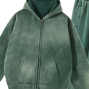Ensemble de survêtement pour homme, veste en molleton vintage, pantalon de jogging, tenue streetwear oversize pour l'hiver - Product Image 4