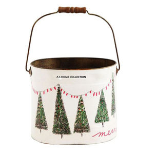 Nouveau seau de Noël attrayant pour la décoration festive de la maison, au design rustique, parfait pour les ornements ou les cadeaux à sublimer. - Product Image 1