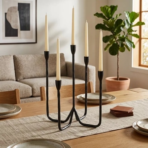 Porte-bougie décoratif moderne en aluminium coulé PVD noir mat à 5 bras, options de personnalisation, décoration de table - Product Image 6