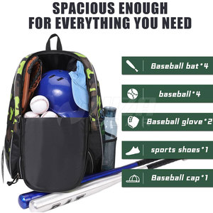 Waterproof Nylon Made Eco-friendly Breathable Baseball <b>Backpacks</b> High Quality Customized Casual <b>Big</b> Capacity for Adult - Product Image 4