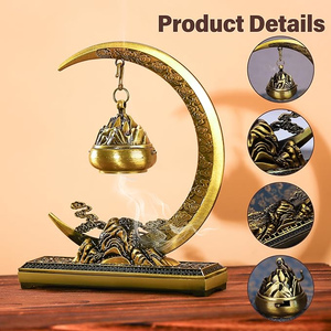 Brûleur d'encens indien Bakhoor élégant et luxueux, design arabe, écologique, parfum d'ambiance religieux et décoration intérieure - Product Image 4