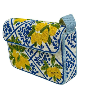 Sac fourre-tout brodé artisanal pour femme, motif citron perlé, fait main, pour l'été, la plage, les fêtes, avec fermeture éclair, sac à bandoulière, vente en gros - Product Image 3