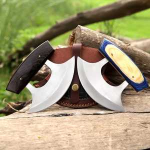 Couteau de Chef Ulu en Acier Inoxydable Écologique Fait Main Ambidextre UA Supplies, Finition Poli Miroir, 6-7,9 pouces, Style Africain Foncé - Product Image 3