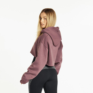 Women's Cropped Hooded Sweatshirt Regular Sleeve Knitted Solid Color <b>Zipper</b>-Up Autumn Wear Breathable Casual <b>Top</b> - Product Image 2