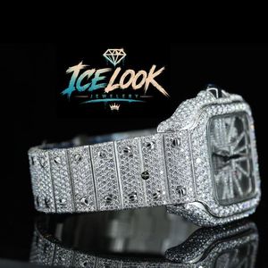 นาฬิกาข้อมือผู้ชาย ICELook รุ่นหรูหรา ตัวเรือนสแตนเลสสตีลทรงเหลี่ยม ขนาด 40 มม. กระจกแซฟไฟร์ หน้าปัดอนาล็อก ประดับเพชรเต็มสาย - Product Image 2