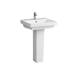 Lavabo de Pedestal Moderno Victoria, Rectangular, con un Solo Orificio, Acabado Cromado Brillante, con Desagüe NSF, Lavabo de Baño Montado en el Suelo - Product Image 1