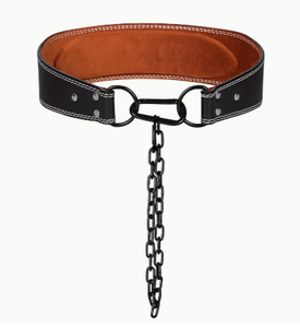 Leather <b>Weight</b> Lifting Dip <b>Belt</b> with Steel Chain Adjustable Double Ring Closure for Strength <b>Training</b> Support - Product Image 1
