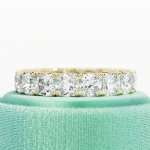 Unique Design 17 Stones E Fancy Color IGI Certified 14K 18K Gold <b>Split</b> Prongs Full Eternity Cushion Lab Grown Diamond <b>Ring</b> - Product Image 1