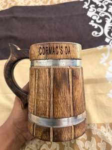 Mug en bois poli écologique style corne de Viking, chopes rustiques Viking avec doublure en acier inoxydable - Product Image 5