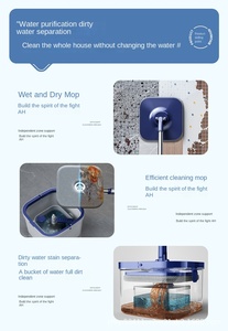 Thép Không Gỉ Nổi Lau Sạch Ma Thuật Lau Quay Khô Làm Sạch Sàn Lau Với Nước Sạch Bẩn Tách Xô - Product Image 4