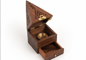 Luxury Handmade Eco-Friendly Durable Wooden Bakhoor Burner Box Pyramid Shape Incense Burner Holder for Agarwood - Product Image 2