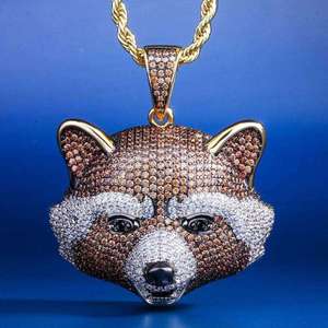 Colgante de Joyería Hip Hop con Diseño Novedoso, Plata de Ley 925 Bañada en Oro, con Moissanita que Pasa la Prueba del Diamante, Estilo Iced Out, con Forma de Animal - Product Image 1