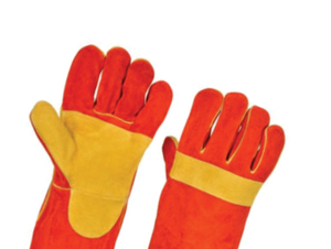 Extra Long Leather Welding <b>Gloves</b> Red Yellow Fleece Lined Molten Metal Splash Test <b>Type</b> B TIG/MIG Use Straight Thumb - Product Image 6
