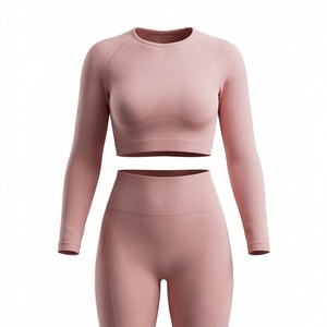 Traje de Yoga para Mujer Tallas Grandes con Cinturón de Encaje Lavado a Color Personalizado, Conjunto Deportivo de Dos Piezas de Secado Rápido y Transpirable con Sujetador Deportivo - Product Image 1