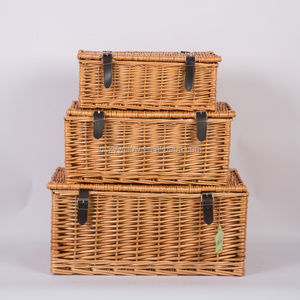 <strong>Set</strong> of 3 Classical Wicker Picnic <strong>Hamper</strong> Empty Willow Woven Picnic Basket Storage Basket Gift <strong>Set</strong> Packing Basket - Product Image 2